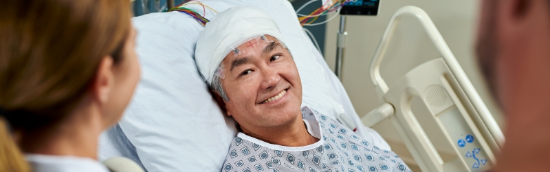 Man undergoing a test with EEG electrodes
